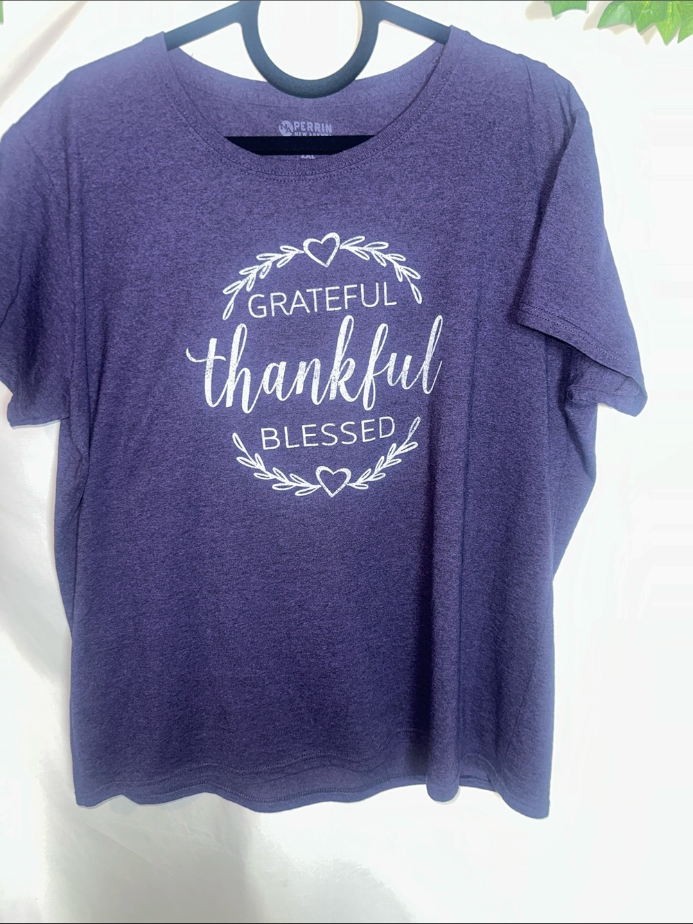 Perrin Purple 'Grateful Thankful Blessed' Short Sleeve Tee